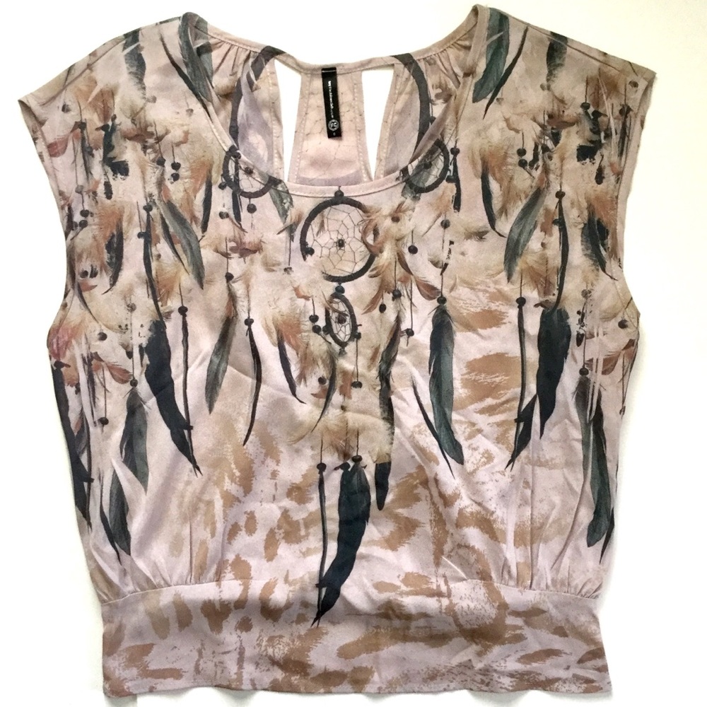 Boho Dream Catcher Sleeveless Flowy Box Top Sz S